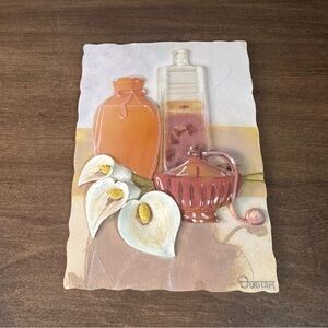 Durham 3D Flower Wall Art Plaque Calla Lillies 4”x6” Vintage 90s Ceramic